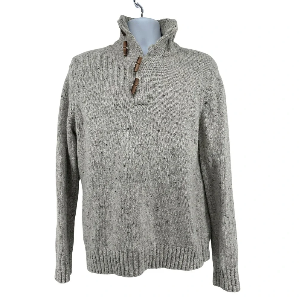 Banana Republic Toggle Mock Neck Sweater Fisherman Chunky Knit Rustic Mens L